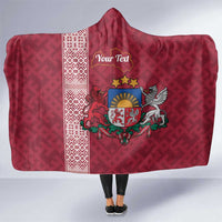 Personalised Latvia Hooded Blanket Latvijas Republika Folk Pattern