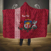 Personalised Latvia Hooded Blanket Latvijas Republika Folk Pattern