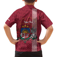 Personalised Latvia Kid Hawaiian Shirt Latvijas Republika Folk Pattern