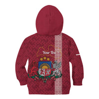 Personalised Latvia Kid Hoodie Latvijas Republika Folk Pattern