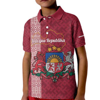 Personalised Latvia Kid Polo Shirt Latvijas Republika Folk Pattern