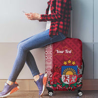 Personalised Latvia Luggage Cover Latvijas Republika Folk Pattern