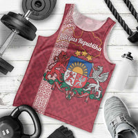 Personalised Latvia Men Tank Top Latvijas Republika Folk Pattern