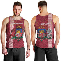 Personalised Latvia Men Tank Top Latvijas Republika Folk Pattern