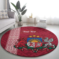 Personalised Latvia Round Carpet Latvijas Republika Folk Pattern