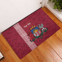 Personalised Latvia Rubber Doormat Latvijas Republika Folk Pattern