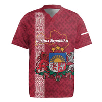 Personalised Latvia Rugby Jersey Latvijas Republika Folk Pattern