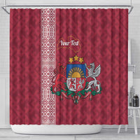 Personalised Latvia Shower Curtain Latvijas Republika Folk Pattern