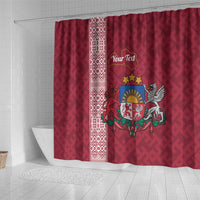 Personalised Latvia Shower Curtain Latvijas Republika Folk Pattern