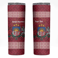 Personalised Latvia Skinny Tumbler Latvijas Republika Folk Pattern