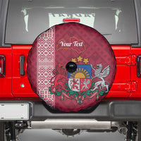 Personalised Latvia Spare Tire Cover Latvijas Republika Folk Pattern