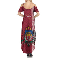 Personalised Latvia Summer Maxi Dress Latvijas Republika Folk Pattern