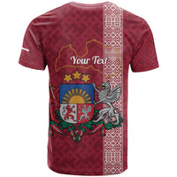 Personalised Latvia T Shirt Latvijas Republika Folk Pattern