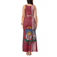 Personalised Latvia Tank Maxi Dress Latvijas Republika Folk Pattern