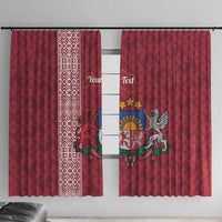 Personalised Latvia Window Curtain Latvijas Republika Folk Pattern