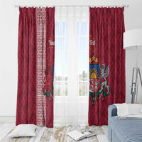 Personalised Latvia Window Curtain Latvijas Republika Folk Pattern