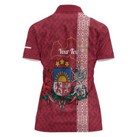 Personalised Latvia Women Polo Shirt Latvijas Republika Folk Pattern