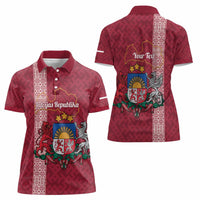 Personalised Latvia Women Polo Shirt Latvijas Republika Folk Pattern