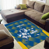 Sweden Hockey Custom Area Rug Tre Kronor Swedish Moose Mascot