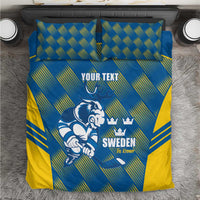 Sweden Hockey Custom Bedding Set Tre Kronor Swedish Moose Mascot