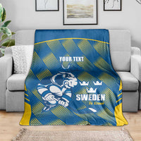 Sweden Hockey Custom Blanket Tre Kronor Swedish Moose Mascot