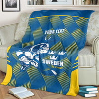 Sweden Hockey Custom Blanket Tre Kronor Swedish Moose Mascot