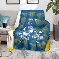 Sweden Hockey Custom Blanket Tre Kronor Swedish Moose Mascot