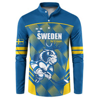 Sweden Hockey Custom Button Sweatshirt Tre Kronor Swedish Moose Mascot