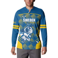 Sweden Hockey Custom Button Sweatshirt Tre Kronor Swedish Moose Mascot