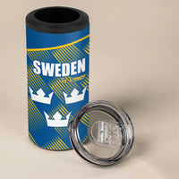 Sweden Hockey Custom 4 in 1 Can Cooler Tumbler Tre Kronor Swedish Moose Mascot