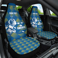 Sweden Hockey Custom Car Seat Cover Tre Kronor Swedish Moose Mascot