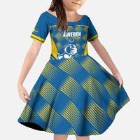 Sweden Hockey Custom Family Matching Mermaid Dress and Hawaiian Shirt Tre Kronor Swedish Moose Mascot