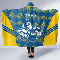 Sweden Hockey Custom Hooded Blanket Tre Kronor Swedish Moose Mascot