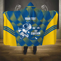 Sweden Hockey Custom Hooded Blanket Tre Kronor Swedish Moose Mascot