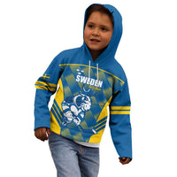 Sweden Hockey Custom Kid Hoodie Tre Kronor Swedish Moose Mascot