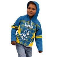 Sweden Hockey Custom Kid Hoodie Tre Kronor Swedish Moose Mascot