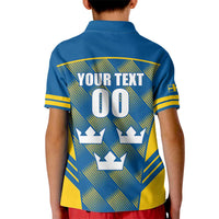 Sweden Hockey Custom Kid Polo Shirt Tre Kronor Swedish Moose Mascot