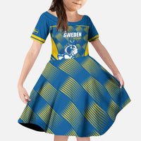 Sweden Hockey Custom Kid Short Sleeve Dress Tre Kronor Swedish Moose Mascot