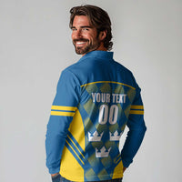 Sweden Hockey Custom Long Sleeve Polo Shirt Tre Kronor Swedish Moose Mascot
