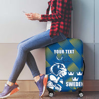 Sweden Hockey Custom Luggage Cover Tre Kronor Swedish Moose Mascot