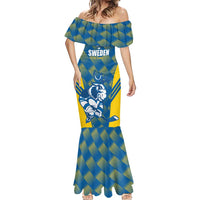 Sweden Hockey Custom Mermaid Dress Tre Kronor Swedish Moose Mascot