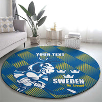 Sweden Hockey Custom Round Carpet Tre Kronor Swedish Moose Mascot