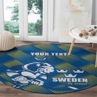 Sweden Hockey Custom Round Carpet Tre Kronor Swedish Moose Mascot