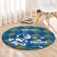 Sweden Hockey Custom Round Carpet Tre Kronor Swedish Moose Mascot