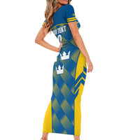 Sweden Hockey Custom Short Sleeve Bodycon Dress Tre Kronor Swedish Moose Mascot