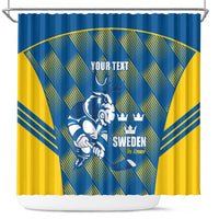 Sweden Hockey Custom Shower Curtain Tre Kronor Swedish Moose Mascot
