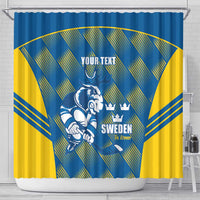 Sweden Hockey Custom Shower Curtain Tre Kronor Swedish Moose Mascot