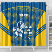 Sweden Hockey Custom Shower Curtain Tre Kronor Swedish Moose Mascot