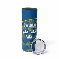 Sweden Hockey Custom Skinny Tumbler Tre Kronor Swedish Moose Mascot