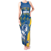 Sweden Hockey Custom Tank Maxi Dress Tre Kronor Swedish Moose Mascot